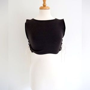Paul Harris Black Crop Top with Ties on Sides Extra Small (XS)